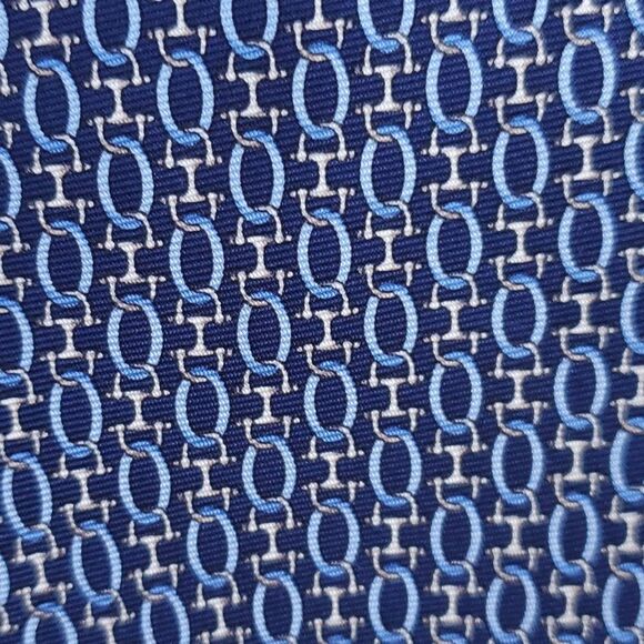 NWT BROOKS BROTHERS 346 SILK CHAIN LINK MEN'S TIE NAVY BLUE OFFICE WORK - Picture 1 of 6